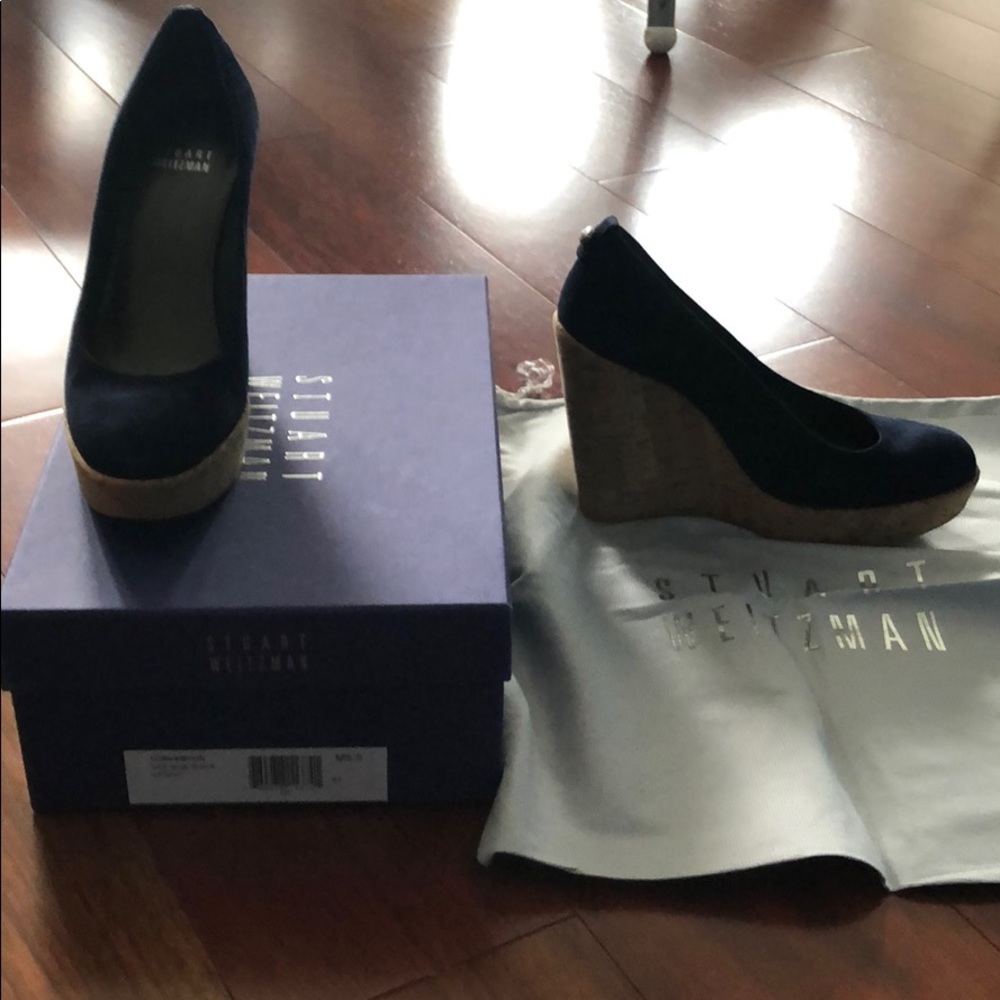 Stuart Weitzman Nice Blue Suede Corkswoon